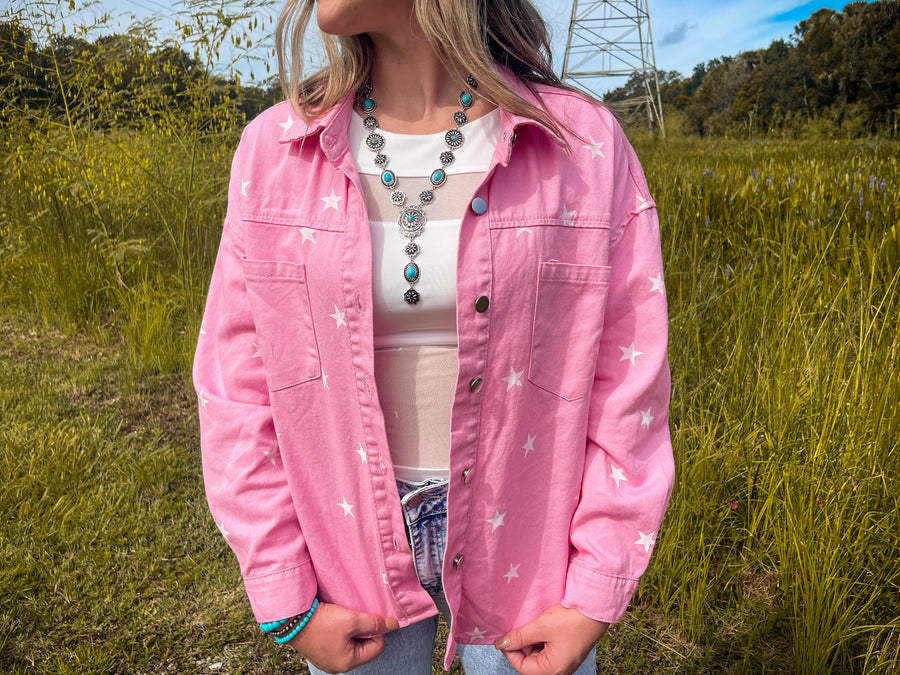 Pink Starburst Denim Jacket